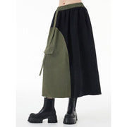 green and black asymmetric A-line skirt, view 4 - MRSLM