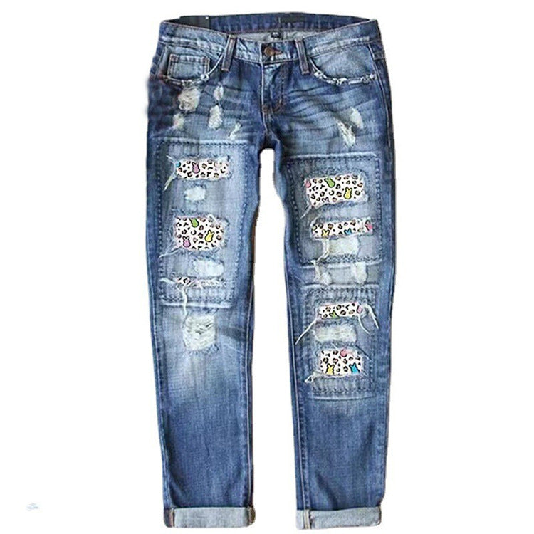 Printed washed wide leg jeans, view 6 - MRSLM