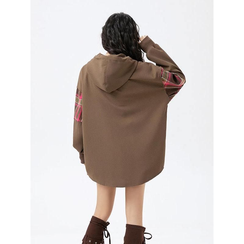 women's hooded patchwork jacket, view 3 - MRSLM