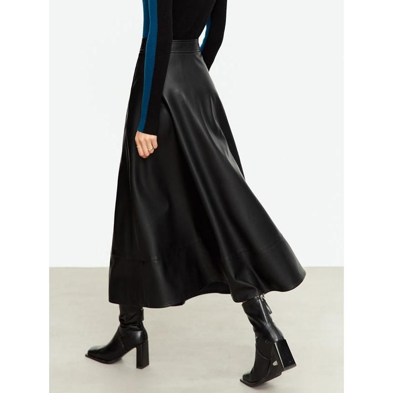 PU leather A-line midi skirt, view 8 - MRSLM
