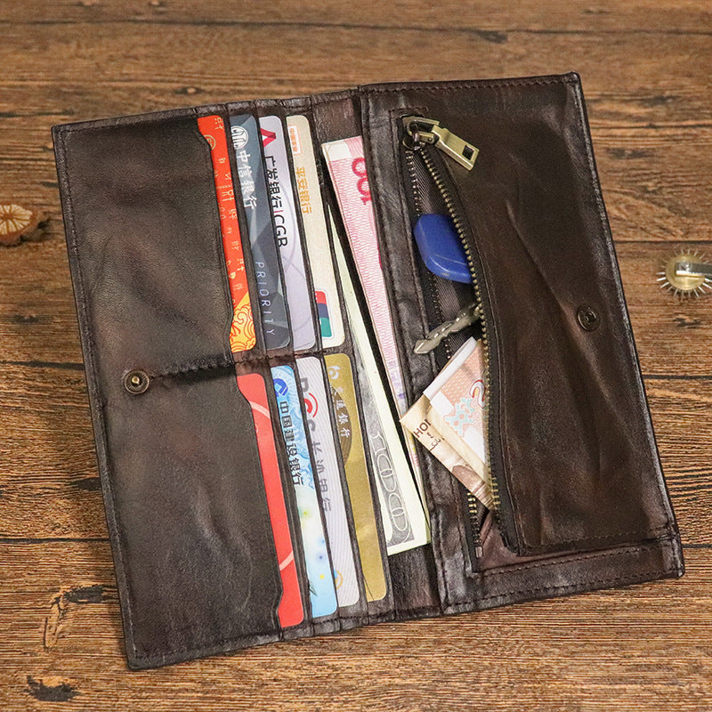 Retro leather folding wallet, view 3 - MRSLM