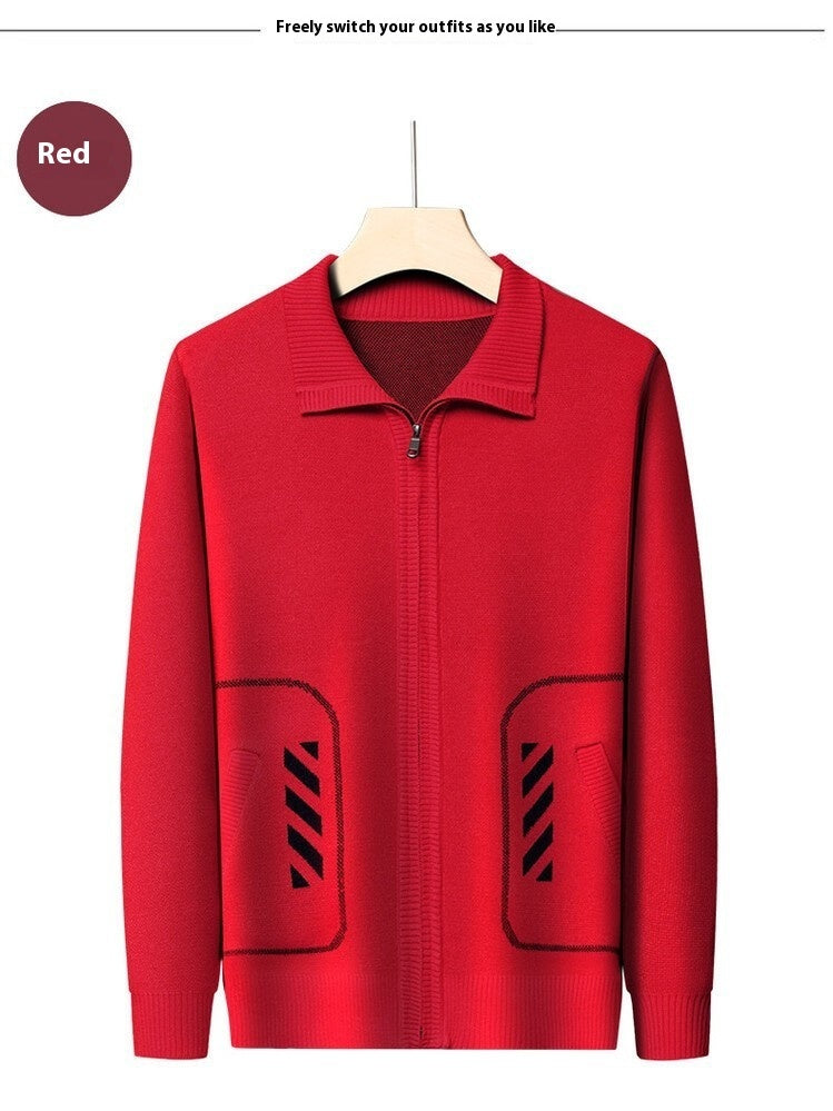 solid color knitted cardigan for men, view 7 - MRSLM
