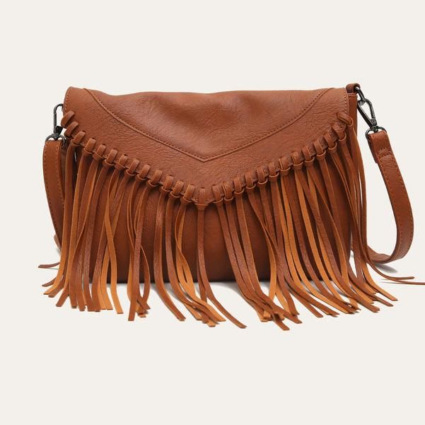 Vintage tassel fringe boho messenger bag, view 6 - MRSLM