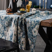 blue jacquard floral tablecloth, view 4 - MRSLM