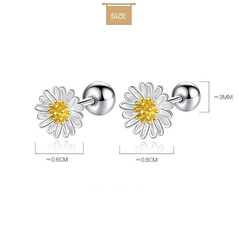 Sterling silver small daisy flower stud earrings, view 8 - MRSLM