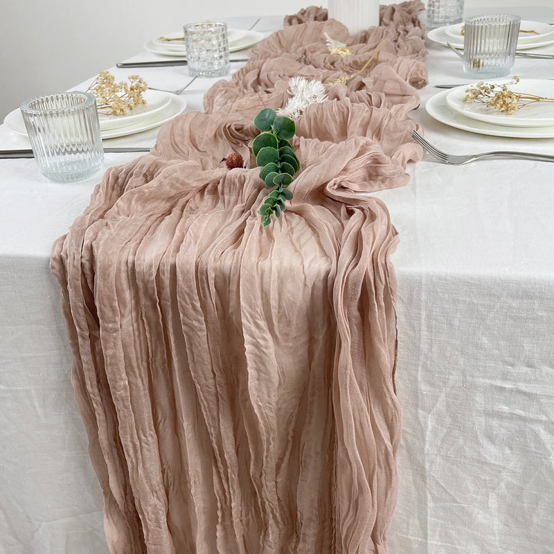 semi-sheer gauze table runner, view 6 - MRSLM