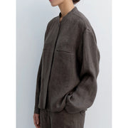 linen button-up blouse, view 6 - MRSLM