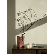 red travertine vase, view 2 - MRSLM