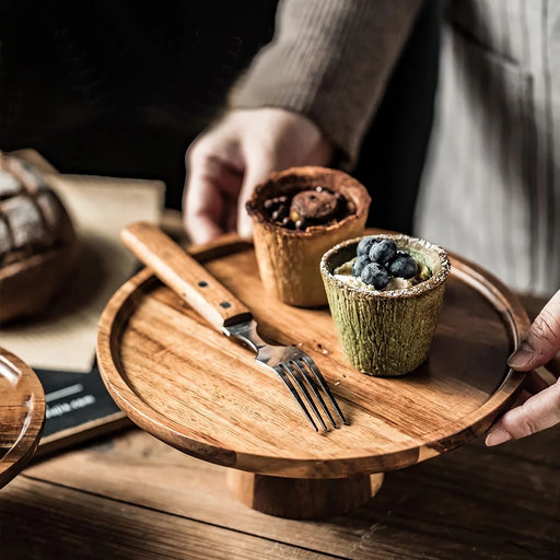 acacia wood cake plate - MRSLM