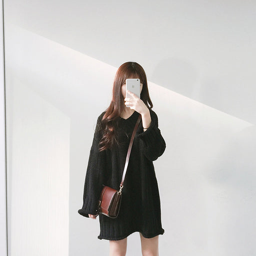 women's knit sweater dress, view 4 - MRSLM