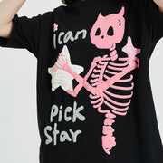 Skull skeleton star graphic t-shirt, view 7 - MRSLM