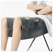 men's washed ripped denim shorts, view 7 - MRSLM