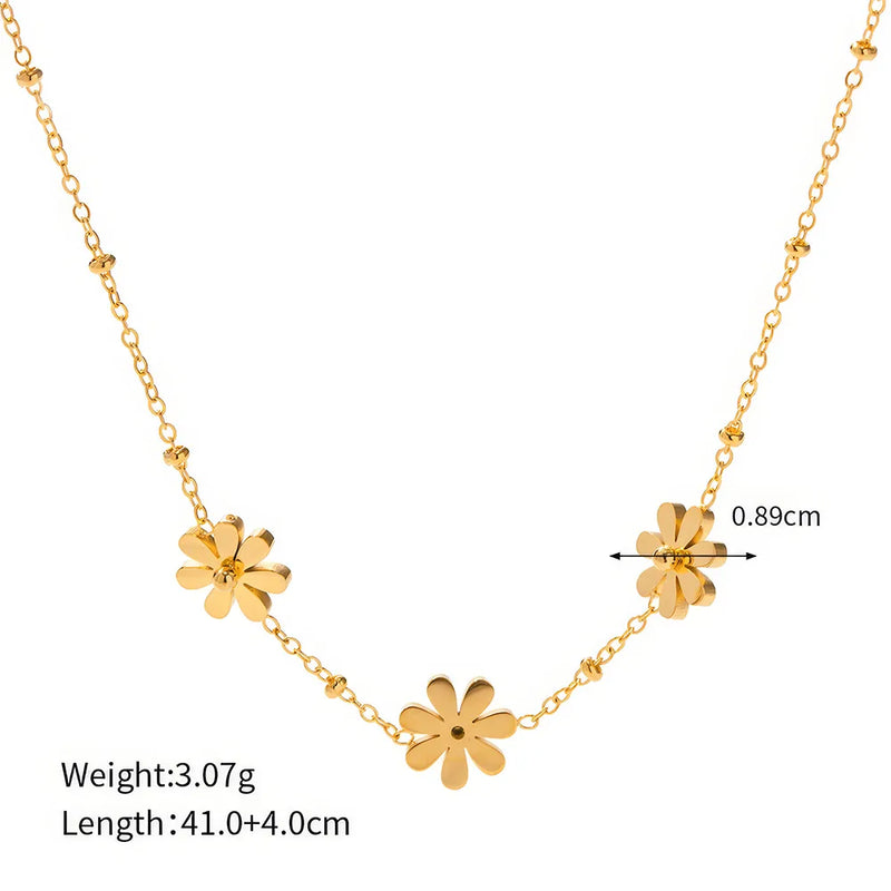 golden daisy trio necklace, view 8 - MRSLM