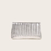 silver vegan leather evening bag, view 5 - MRSLM