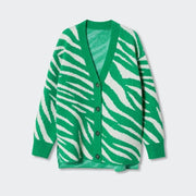 vintage print knitted cardigan, view 3 - MRSLM