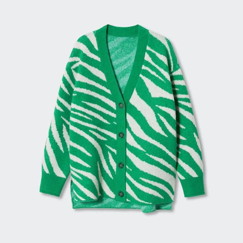 vintage print knitted cardigan, view 3 - MRSLM