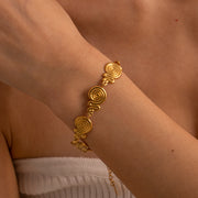 18K gold swirl circle bangle, view 4 - MRSLM