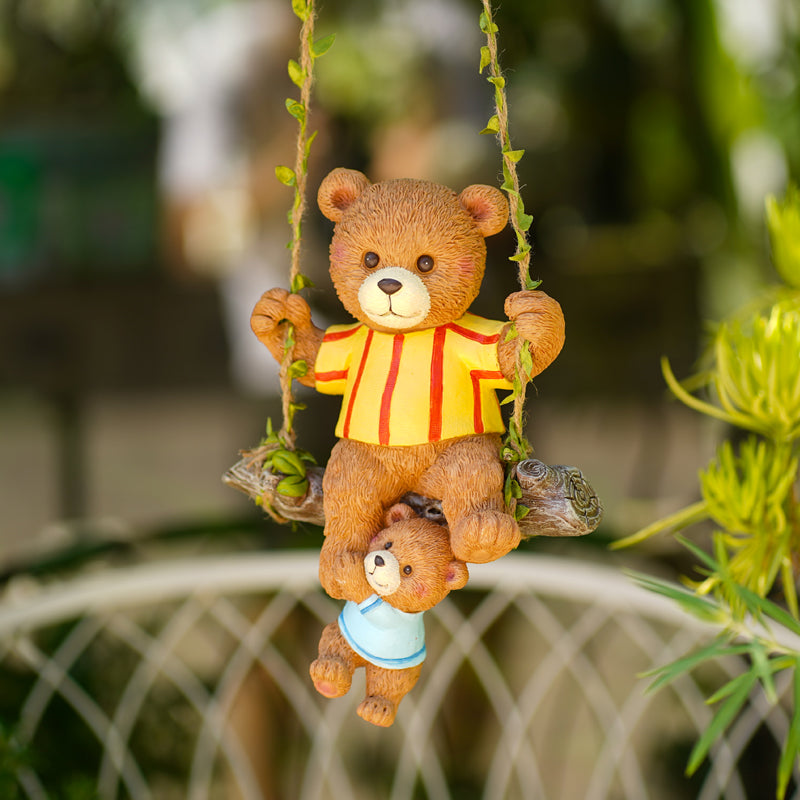 mother and child bear on swing ornament, view 3 - MRSLM