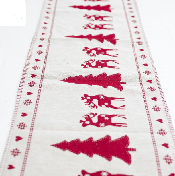Christmas cotton-linen table runner, view 3 - MRSLM