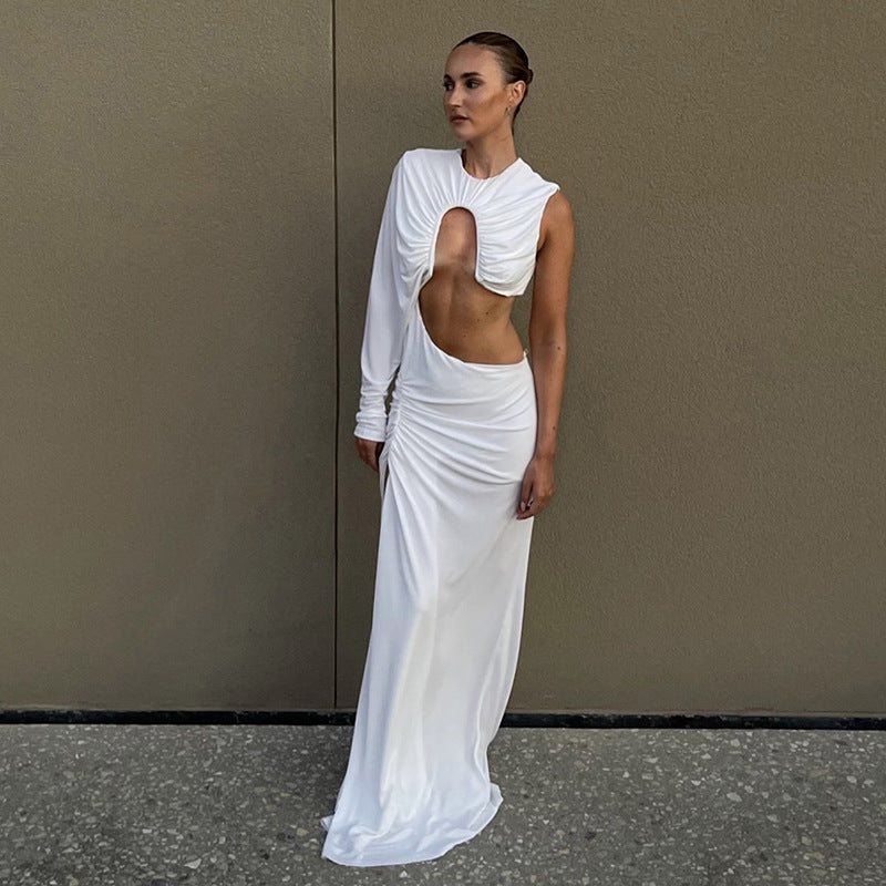 pleated white maxi dress - MRSLM