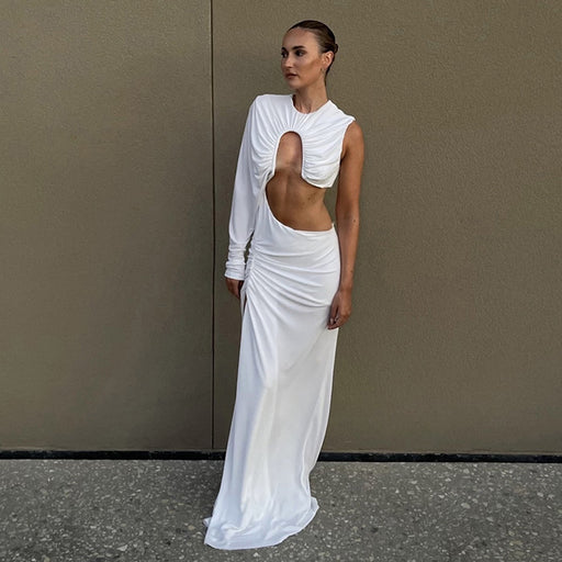 pleated white maxi dress - MRSLM
