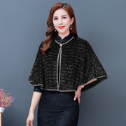 short round neck cape shawl, view 2 - MRSLM