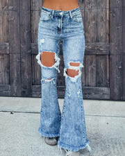 hole raw hem jeans, view 6 - MRSLM