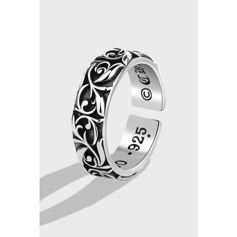 men's s925 silver vintage rattan ring, view 3 - MRSLM