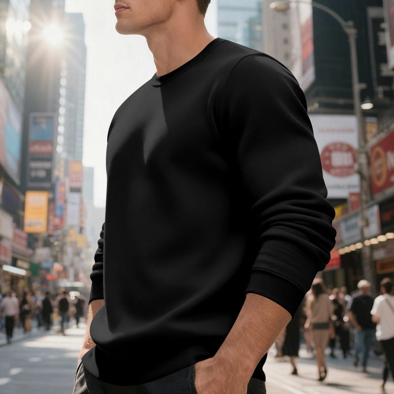 men's fleece-lined crew neck sweater, view 7 - MRSLM