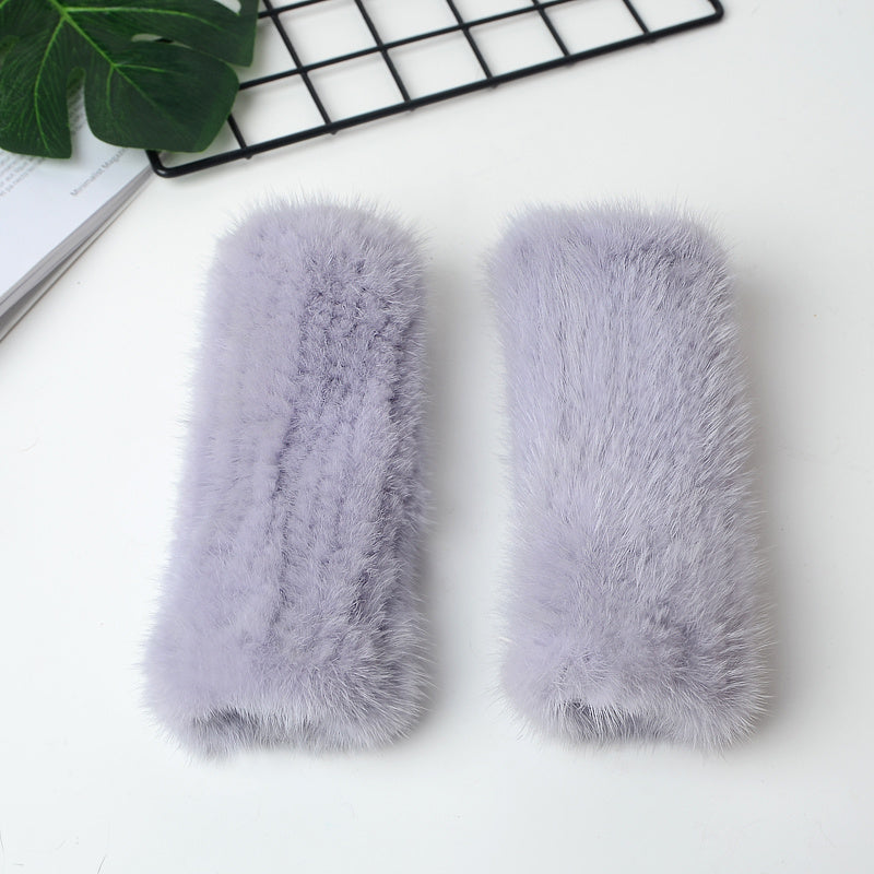 Comfortable winter fur half finger gloves, view 8 - MRSLM