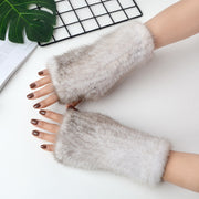 Comfortable winter fur half finger gloves, view 9 - MRSLM