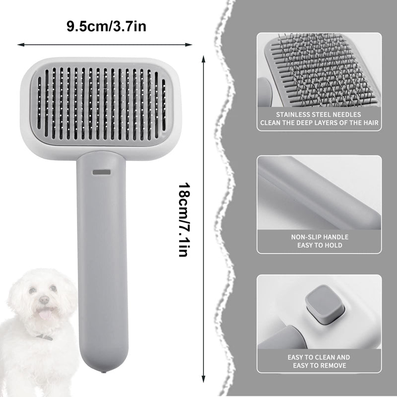 self-cleaning pet brush, view 6 - MRSLM