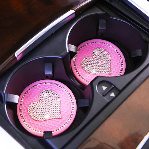 Heart-shaped diamond car cup holder mats - MRSLM