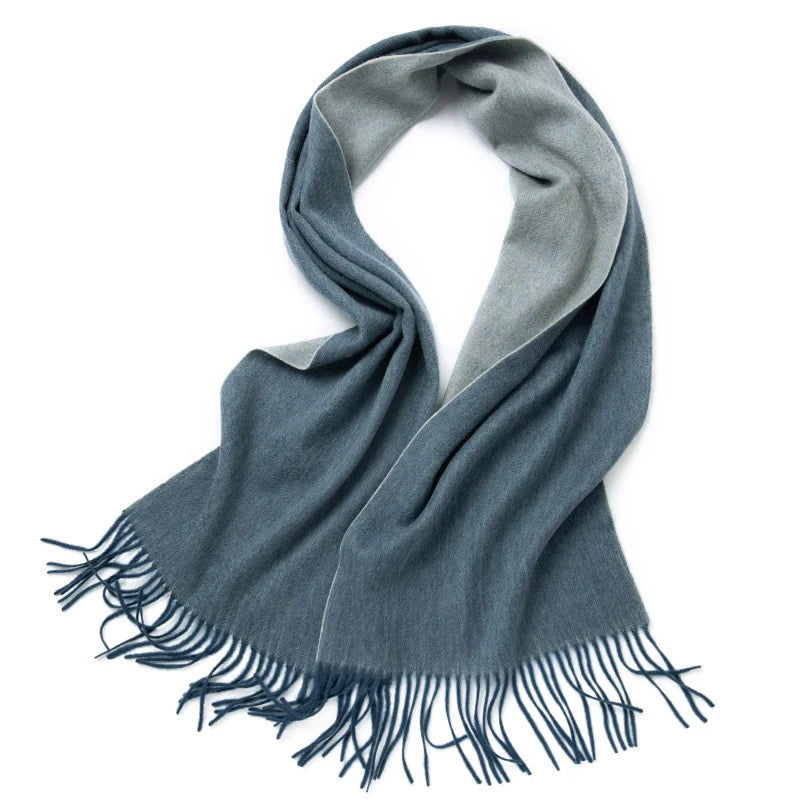 double-sided wool houndstooth scarf, view 5 - MRSLM