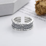 sterling silver tang grass pattern wide ring, view 5 - MRSLM