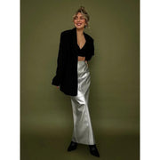 Gold PU leather long skirt, view 8 - MRSLM