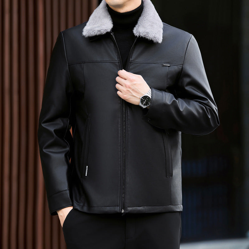 men's pu leather jacket winter, view 3 - MRSLM