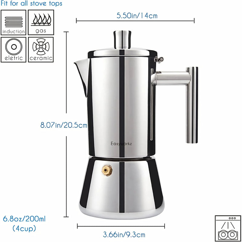 stainless steel stovetop espresso maker, view 6 - MRSLM