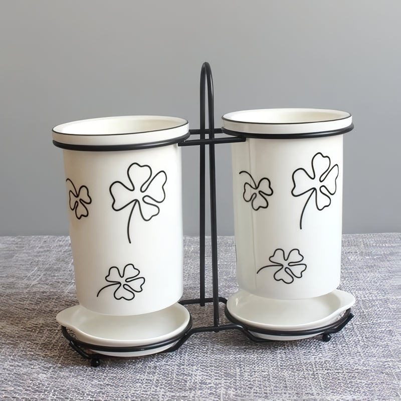 Ceramic chopsticks and utensil storage set, view 5 - MRSLM