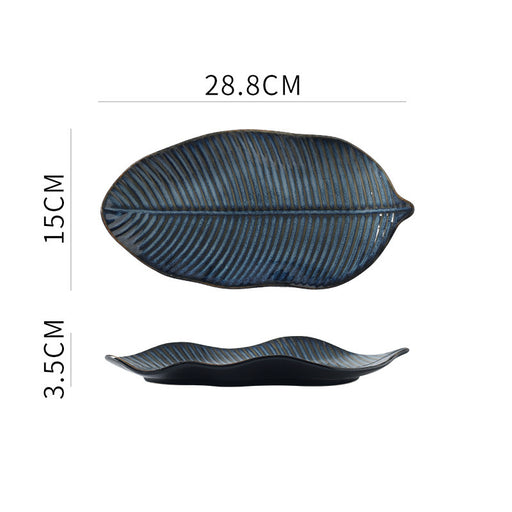 Japanese leaf-shaped ceramic plate, view 2 - MRSLM