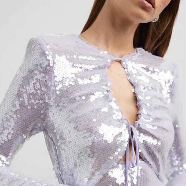 purple sequin mini dress, view 4 - MRSLM