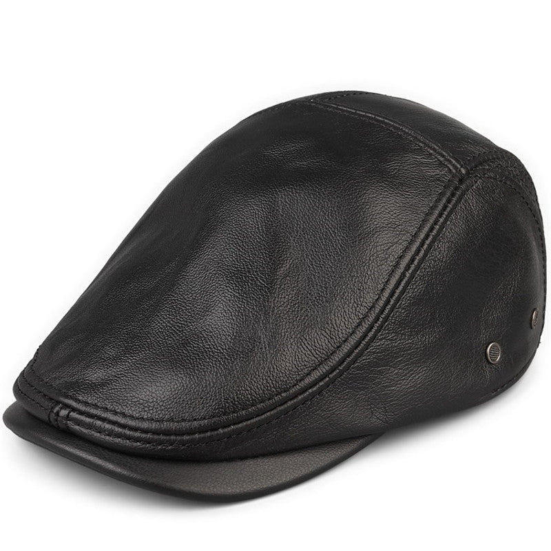men's cowhide leather hat black, view 3 - MRSLM