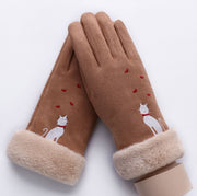 Women's plush-lined suede touchscreen gloves, view 18 - MRSLM