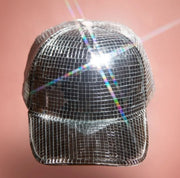 Silver mirror party peaked cap, view 6 - MRSLM