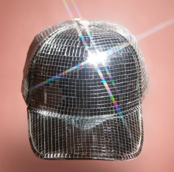 Silver mirror party peaked cap, view 6 - MRSLM
