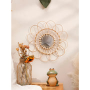 handmade rattan wall mirror, view 4 - MRSLM