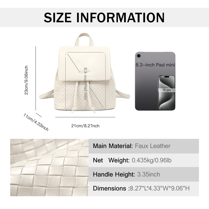 white knitted mini backpack, view 7 - MRSLM