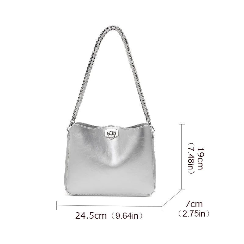 Cowhide square chain shoulder bag, view 8 - MRSLM