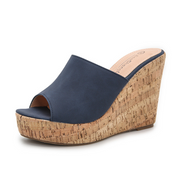 Women's suede fish sandals with wedge heel, view 3 - MRSLM