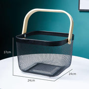 iron fruit basket with bamboo handle, view 5 - MRSLM